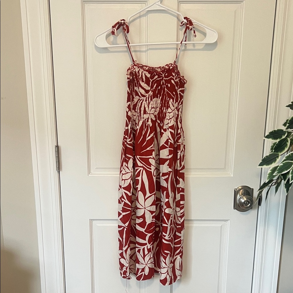 Vacation Vibes Red and White Floral Midi Dress